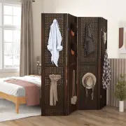 Costway4-Panel Folding Room Divider with 2-Way Metal Hinges-Brown