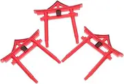 Kisangel 3pcs Mini Torii Decoration Zen Garden Decor Garden Miniature Statue Sand Table Decor Red Torii Gate Aquarium Torii Ornament Japanese Altar Mini Torii Gate Container Fish Tank PVC