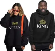 King & Queen Matching Couple Hoodie Set Valentine'S Day Gift His & Hers Women Ho