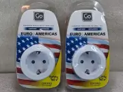 2 x Go Travel Adapter Journey Holiday adapter Europe to USA (P)