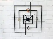 28" Geometric Black Exclusive Handmade Contemporary Art Style Wall Clock