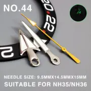Yellow 15mm Second Watch Hands with Green Luminous Silver Trim for Miyota NH35 N
