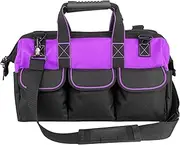 Yongzhenlite Garden Tools Bag 16inch Wide Mouth Tool Bag with Molded Base for Men heavy duty,600D polyester fabric (Purple color)