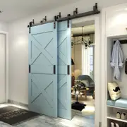 Double Rail Bypass System Kit- Black Sliding Barn Door Bypass System