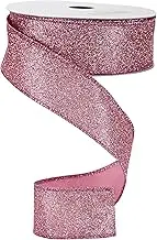MAYREEL Pink Christmas Ribbon Wired 1.5 Inch Rose Gold Glitter Ribbon for Tree Decorations Gift Wrapping Wreath Supplies Crafts 10 Yards