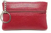 [Generic] Mini Coin Purse Wallet Purses for Women Kids Minimalist Zip Wallet with Keyring, Credit Cards, Money (Red, One Size)