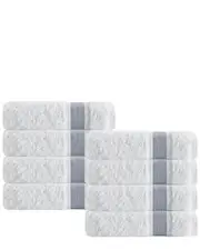 DePera Home Set of 8 Unique Anthracite Stripe Hand Towels
