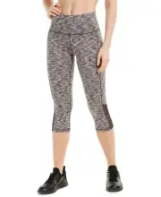 Ideology Womens Space-dyed Mesh-inset Cropped Leggings Size S Space Dye Pink