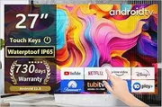 Elecsung 27 INCH Android Touchscreen Smart Mirror TV for Bathroom,Kitchen Waterproof LED Television ATSC WiFi