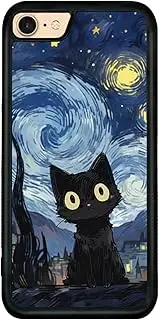 Onemiliayears Cute Starnight Cat Phone Case, Van Gogh Cute Cat Pattern iPhone 7/8/SE Case, Non-Slip Design and Shock Absorption, Phone Case for Teen Girls, Boys, Women and Men(iPhone - 7/8/SE)