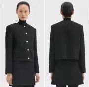Theory Wool Cashmere Crop Jacket Black Size 6 NWT Open Snap Front Old Money