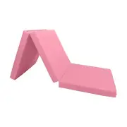 Pink Tri Fold Foam Bed, Shikibuton, Convertible Ottoman Mat Sleep 3 x 27 x75