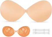 [KSang] Sticky Push Up Bra, Thick Padded Backless Strapless Bra for Women, Invisible Self Adhesive Bra for Wedding Dress