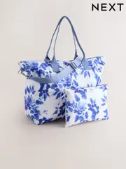 Blue Floral Foldaway Shoulder Bag (F02715) | $41
