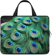 Laptop Case Sleeve Shockproof Computer Carrying Bag Green Peacock Feather Notebook Case Cover Laptop Bag Water Resistant Computer Cases Tablet Briefcase for Travel Business 17 Inch