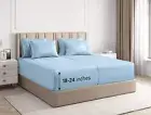 Luxury Designer 5 Piece Split King Sheet Set Retail $199 DEEP POCKET Soft Blue