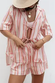 [PUP3] Aaliyah Shorts - Pink Stripe S Pink
