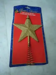 Santa’s Secrets 9 Inch Gold Glitter Star Tree Topper