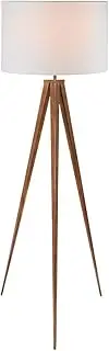 Sarantino Metal Tripod Floor Spot Lamp Shade Drum in Wooden Finish