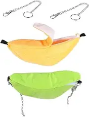 BESPORTBLE 2pcs Hammock Hamster Hanging Bed Pets Hanging Small Animal Bed House Pet Bed House Sugar Glider Bed Small Animal Hanging Bed Banana Hamster Bed House Swing Bed for Pets Lint Green
