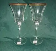 2 Vntg. Jamestown Crystal Clear (Gold Trim) by MIKASA Wine Glasses/Water Goblets