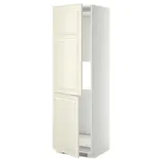 METOD hi cab f fridge or freezer w 2 drs, white/Bodbyn off-white, 60x60x200 cm