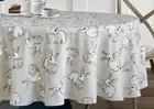 Hop Away Home Tan Natural Bunny Rabbit Cloth Tablecloth 70” Round Easter