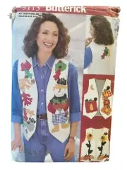 Butterick Sewing Pattern 5113 Open Vest Halloween Fall Applique Misses S-XL