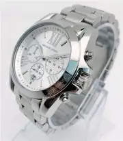 Michael Kors MK5535 Bradshaw Chronograph Silver Tone 43mm Ladies Wrist Watch