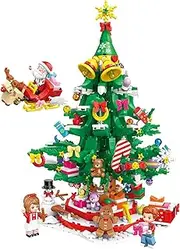 Wonderland Christmas Tree Building Block Set with 900 PCS – Holiday Edition, 3D Buildable Christmas Tree with Santa Claus, Gingerbread Man, and Reindeer Figures, Perfect for Family Fun and Kids