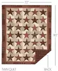 Twin Quilt Handstitched Red & Tan Plaid Cotton Country Patchwork Abilene Star