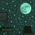 103Pcs Luminous Moon and Stars Wall Stickers Glow in the Dark Wall Decals Bedroo