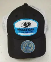 Men's Adjustable Mesh Cap BallCap Hat- Mossy Oak Fishing- Black/White- OSFM NWT