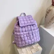 NNEDSZ Lightweight Quilted Nylon Backpack with Adjustable Straps - Purple
