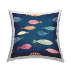 Blue Mixed Fish Shapes Various Patterns Outdoor Printed Pillow, 18 x 18