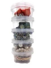 Storage Containers Stackable Interlocking Detachable with Lid 5 for Beads Crafts