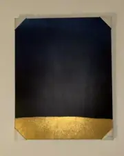 24x30 “Midnight” Horizon Canvas Wall Hanging Print Blue & Gold Design Home Decor
