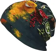 [YANYU] Spices Print Stylish Unisex Knit Hat Classic Winter Warm Beanie Cap Multi Color Comfortable, Black, One Size