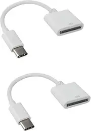 2Pcs White for Apple 30pin Female to USB 3.1 Type-C USB-C Sync Data Charging Adapter Cable Cell Phone OTG Adapters USB Cables Accessories，Cables and Interconnects