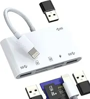 USB OTG Adapter for Iphone(6in1)Lightning Cable Charger for Apple MFI Certified Micro SD TF Card Reader Camera Memory Viewer Flash Drive Stick Data Sync Hub 14 13 12 11 Pro Max XS XR 8 7Plus for Ipad