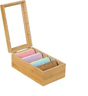 Index Box A7, Wooden Vocabulary Box, Index Card Box 22 x 12.6 x 9 cm, Flashcard Box, Wooden Box for Office, Schools and Home (Index Cards Not Included)