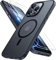 Miracase Magnetic for iPhone 16 Pro Max Case [Compatible with MagSafe] [with 2X Screen Protectors] Military-Grade Protection, Anti-Fingerprint, Slim Fit Phone Case for 16 Pro Max 6.9 inch - Black
