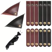 14pcs Leather Cord Organizer Straps, 3 Sizes Leather Cord Ties for Charging C...