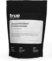 True Nutrition Grass Fed Beef Protein Powder Isolate - 29g of Paleo, Keto, Carnivore Beef Protein per Serving - Zero Carb, Fat Free, Gluten Free, Dairy Free, Soy Free - Unflavored/Unsweetened - 1LB