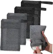 ELAYARD 4Pcs Soap Saver Bags Exfoliating Body Scrubber Pouch with Wave Texture Design Soft Mesh Soap Bar Container Grey for Easy Lathering Convenient Storage