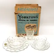 VTG Yorktown Crystal Federal Glass Breakfast 5-Piece Place Setting NEW IOB Box