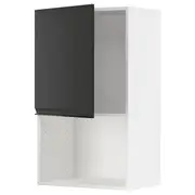 METOD wall cabinet for microwave oven, white/Upplöv matt anthracite, 60x37x100 cm