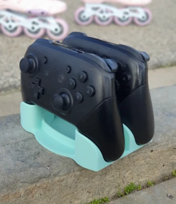 Nintendo Switch Dual LIGHT GREEN Pro Controller Stand Accessory Holder Mount