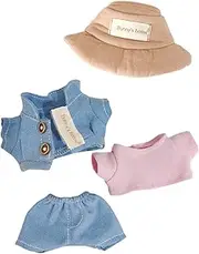 CALEMBOU Plush Doll Clothes, Cute Plush Dolll Clothes Suit for 6 Inches Labubu, Kawaii Doll Clothes Accessories Set for Birthday Gifts (Light Blue Cardigan Dress Set)