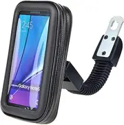 Motorcycle Universal Phone Mount Holder Waterproof Motorcycle Cell Phone Holder with Rain Cover 360° Rotation Motorbike Rearview Mirror Mount, fits All Mobile Phones and GPS Devices